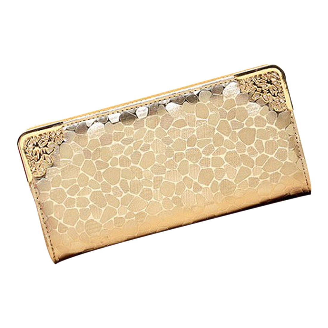 Female Sequin  Stone pattern zipper Long section wallet Golden - ebowsos