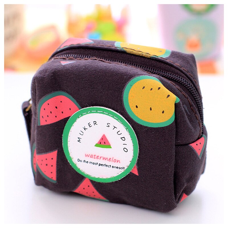 Fresh Style  Cubic Fruit Canvas Coin Purse Key Wallet Bags Organizer Bag Novelty Gift - ebowsos