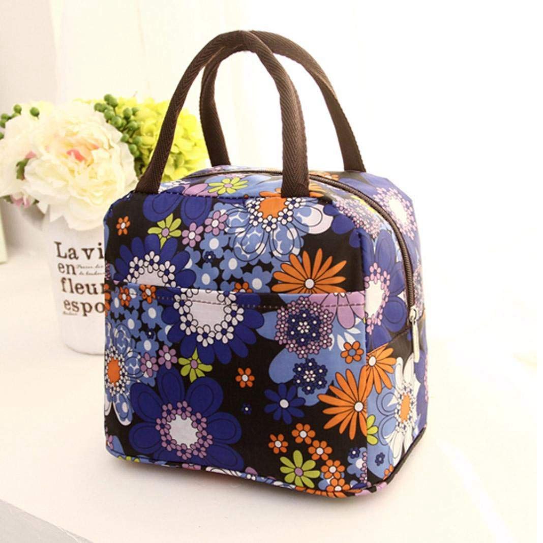 Freshness Lunch Bag Thermal Insulated Lunch Box Tote Bento Pouch Lunch Container Cool Bag Blue - ebowsos