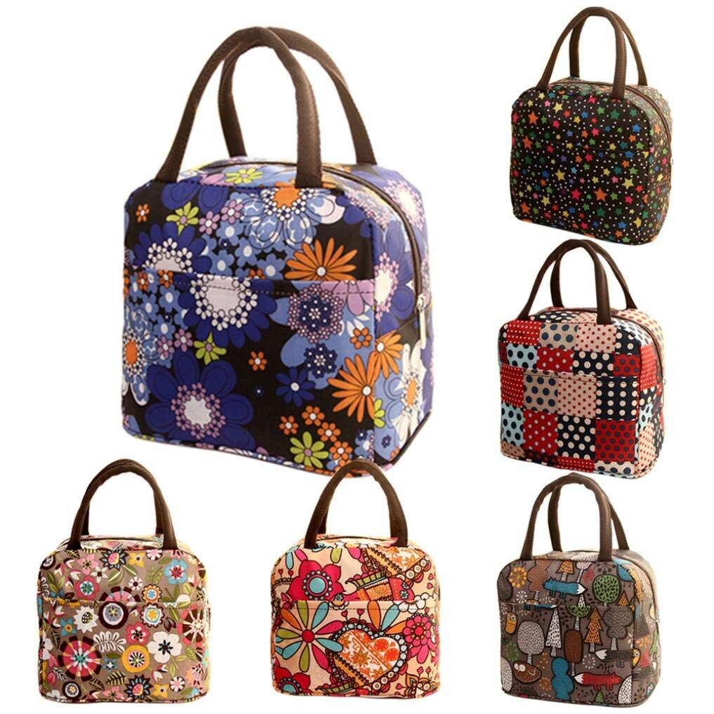 Freshness Lunch Bag Thermal Insulated Lunch Box Tote Bento Pouch Lunch Container Cool Bag Flower - ebowsos