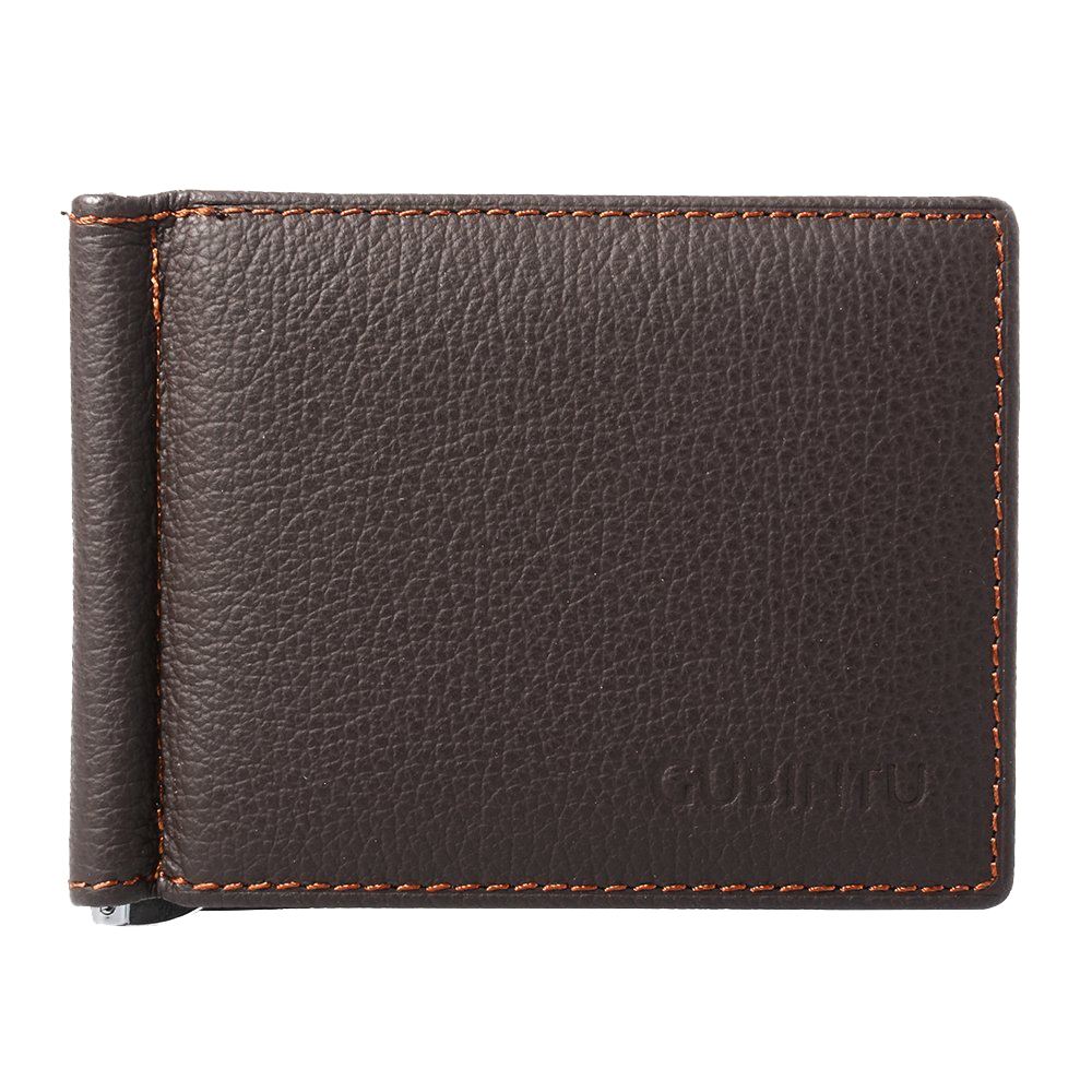 GUBINTU Men's Wallet imitation leather Slim Billfold Brown With 6 Credit Card Slots + Note Clip + Coin Pocket - ebowsos