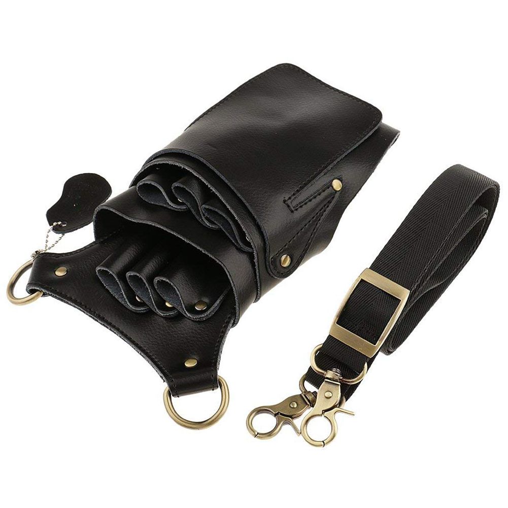Genuine Leather Bag Case with Adjustable Strap Belt for Storing Hairdressing Tools Scissors Clips Holster Combs High Capa - ebowsos