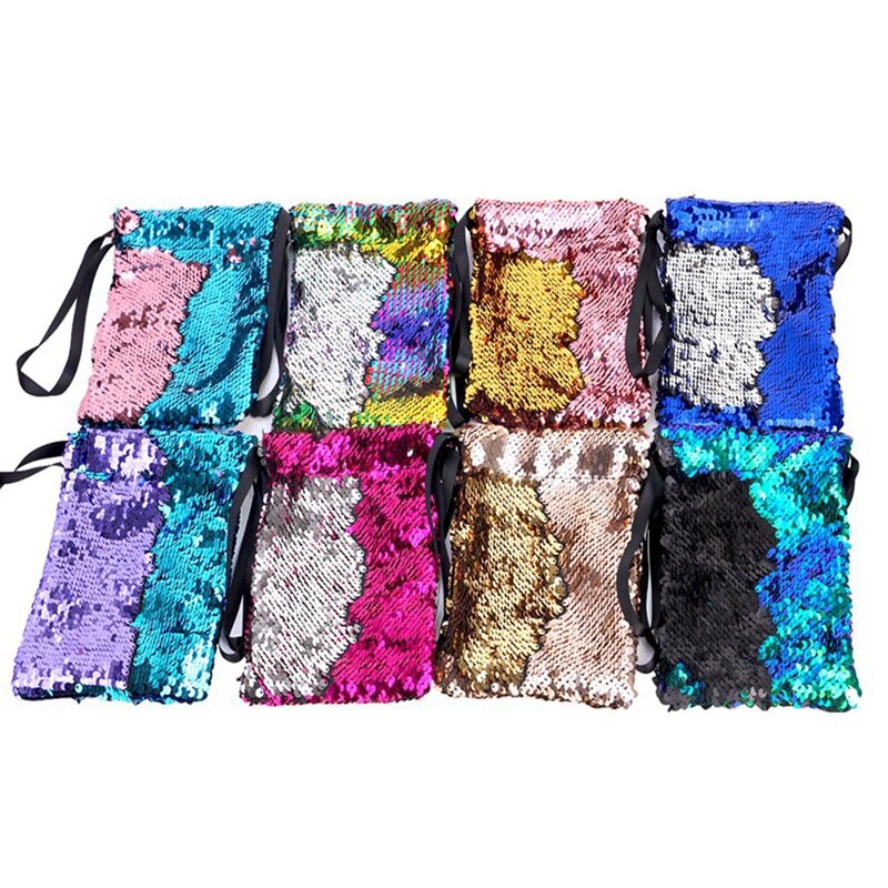Girls Sequin Coin Purses Card Key Holder Change Organizer Cute Polka Dot Money Pouch Portable Small Wallets Bag Case - ebowsos