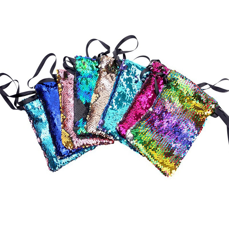 Girls Sequin Coin Purses Card Key Holder Change Organizer Cute Polka Dot Money Pouch Portable Small Wallets Bag Case - ebowsos