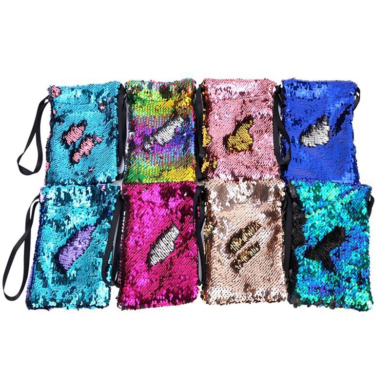 Girls Sequin Coin Purses Card Key Holder Change Organizer Cute Polka Dot Money Pouch Portable Small Wallets Bag Case - ebowsos