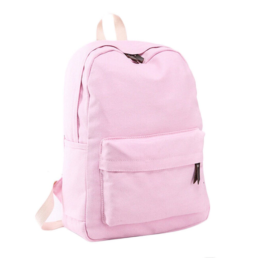 Girls Women Canvas School Bag Travel Backpack Satchel Shoulder Bag Rucksack LOT #6 Black - ebowsos