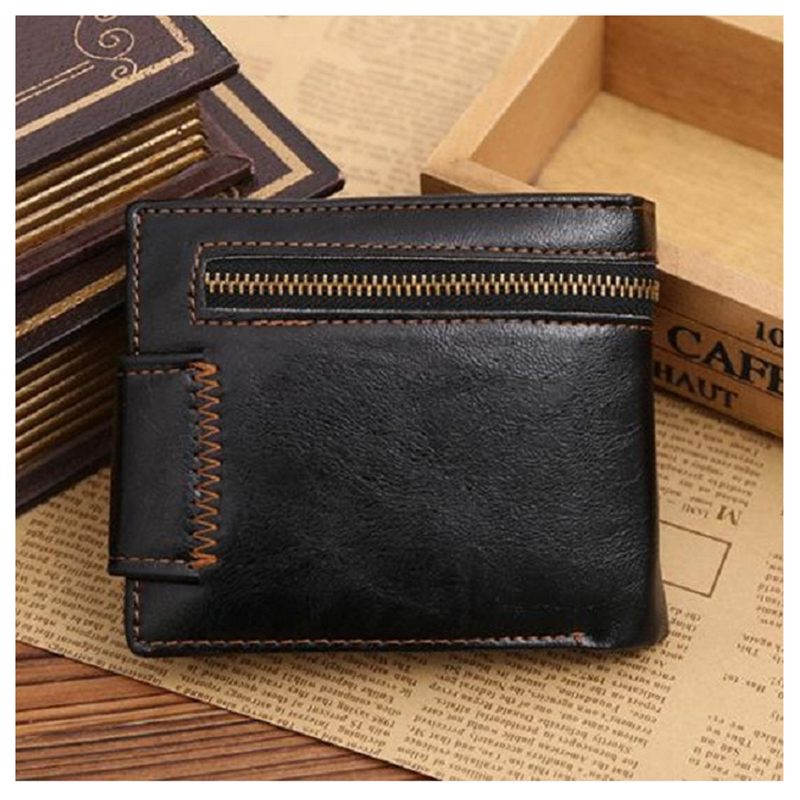 Gubintu Men's New Fashion High Quality Mini Zipper Wallet Male Pu Leather Card Cash Receipt Bags Holder Boys Clutch Purse - ebowsos