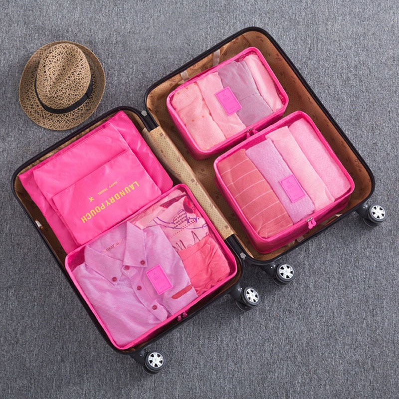 HOT 6PCs/Set Travel Storage Bag High Capacity Clothes Tidy Pouch Luggage Organizer Portable Container Waterproof Storage - ebowsos