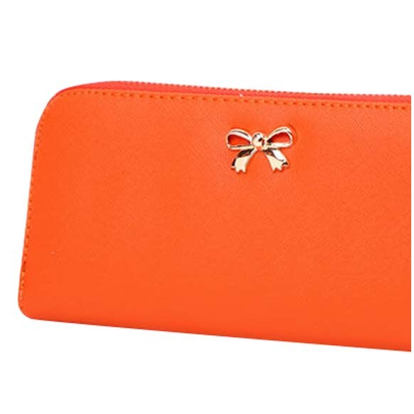 HOT Women Bowknot Coin Purse Solid Long Card Holder Case Wearable Wallet Handbag - ebowsos
