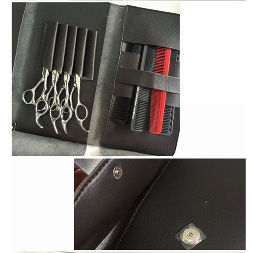Hair Scissor Bag Pro Leather Scissors Waist Pack Hairdressing Tool Pouch Holder Case - ebowsos