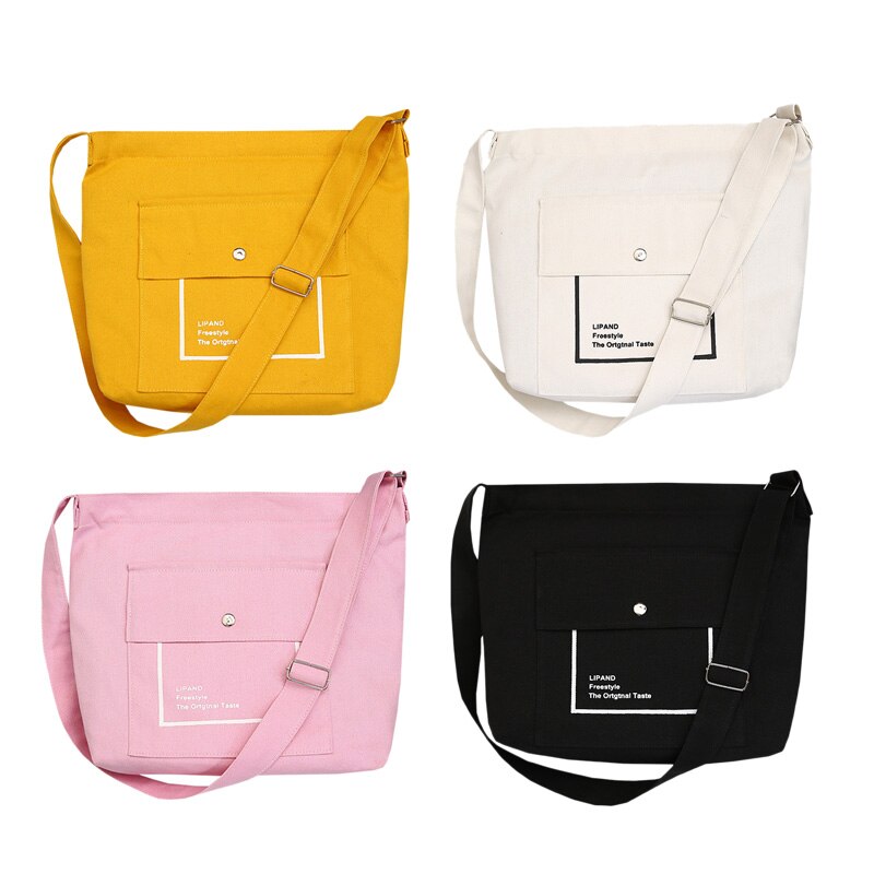 Harajuku Style Canvas Bag Handbag Zipper Unisex Fashion Travel Canvas Bags - ebowsos
