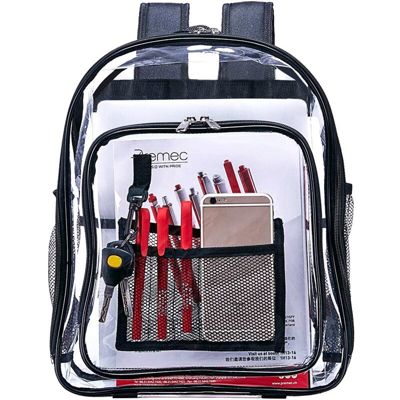 Heavy Duty Clear Backpack,Security Transparent School Backpack,See Through Bookbag For Work, Security Check And Travel - ebowsos