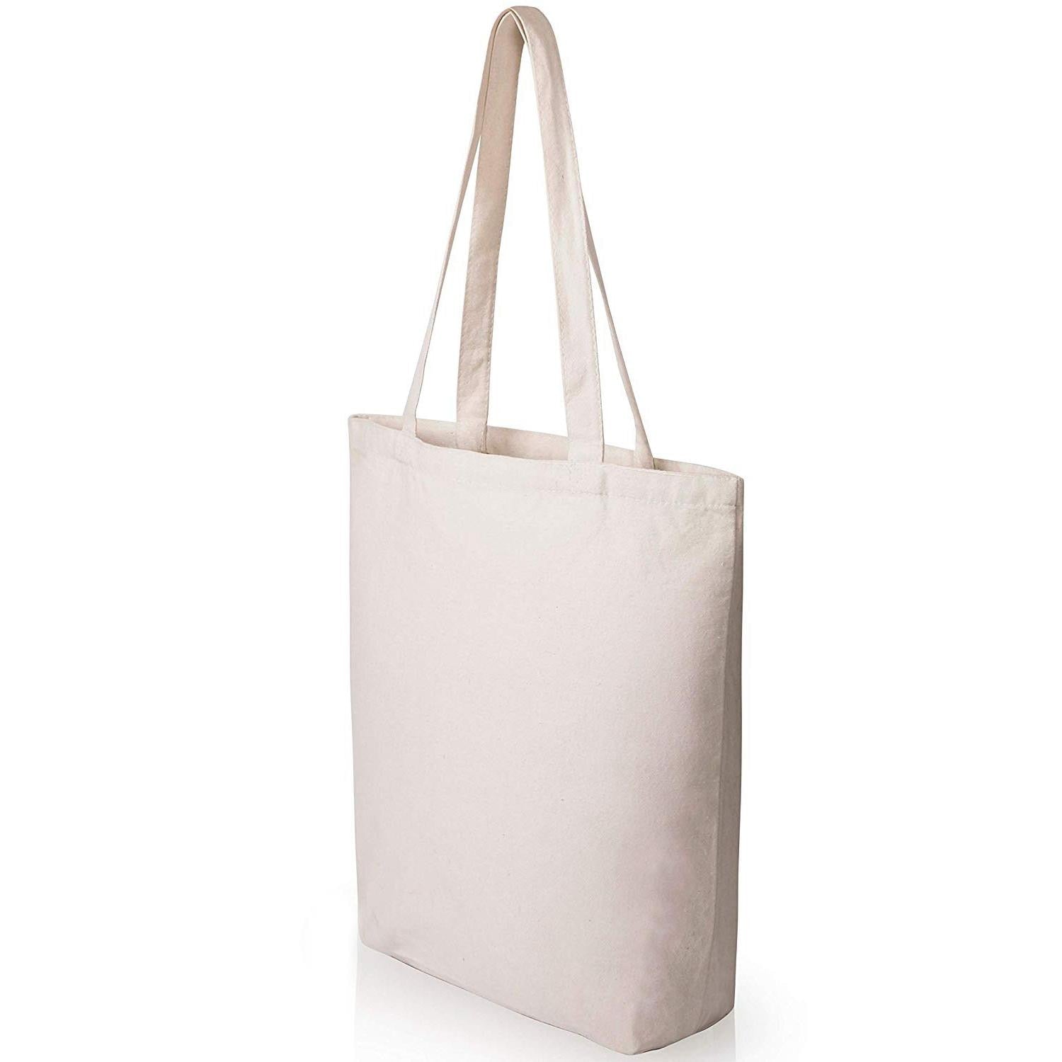 Heavy Duty and Strong Large Natural Canvas Tote Bags with Bottom Gusset for Crafts,Shopping,Groceries,Books,Welcome Bag,D - ebowsos