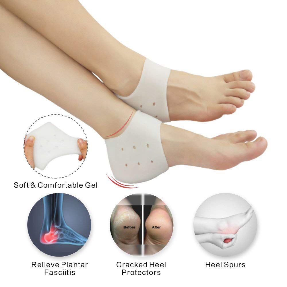 Heel Cups Plantar Fasciitis Inserts, Gel Heel Pads Cushion New Material (3 Pairs) Great for Heel Pain, Heal Dry Cracked H - ebowsos