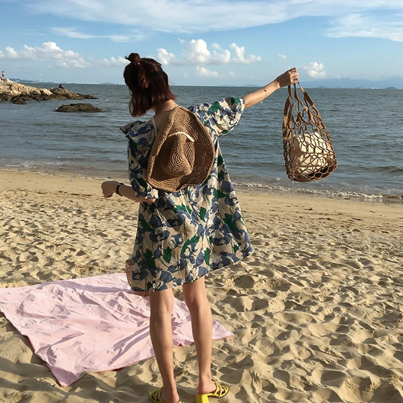 Hollow Out Mesh Leather Bags Summer Beach Bag Handbags Bucket Bag Leisure Large Capacity Fur Women Composite Bag - ebowsos