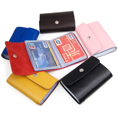 Hot 5 colors Premium Leather Wallets Credit Card Holder ID Business Case Purse Men Women - ebowsos