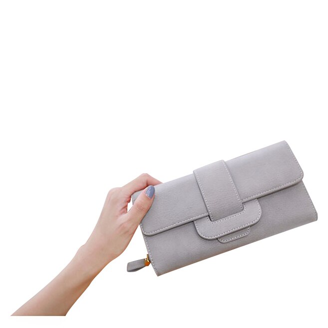 Hot Casual Solid Long Women Purses PU Leather Hasp Coin Card Holder Soft Female Wallet For Credit Cards - ebowsos