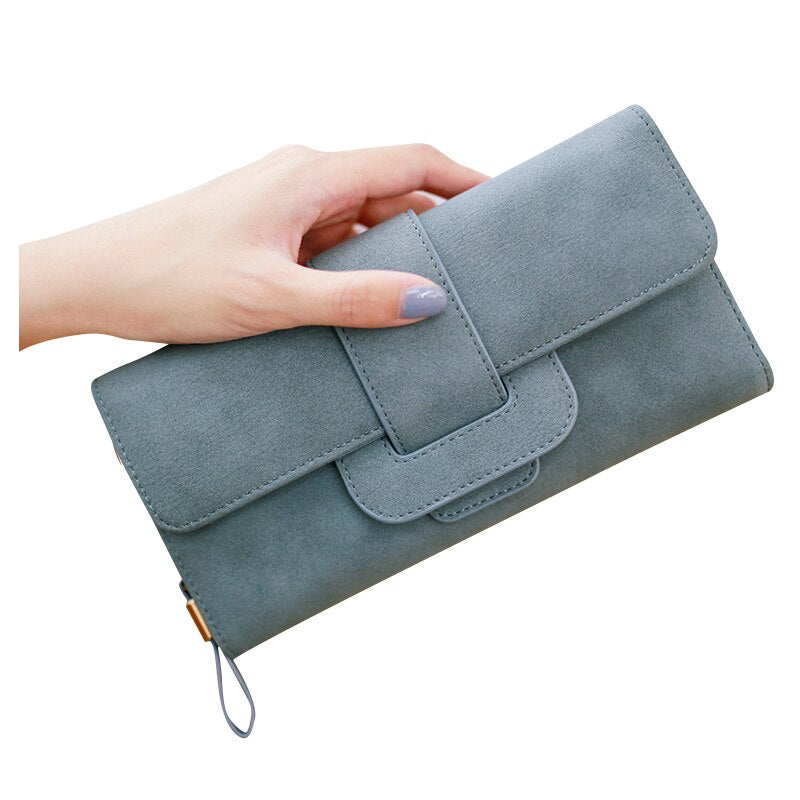 Hot Casual Solid Long Women Purses PU Leather Hasp Coin Card Holder Soft Female Wallet For Credit Cards - ebowsos