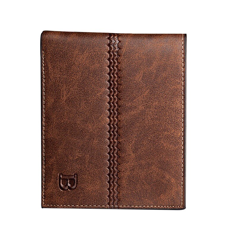 Hot Luxury Mens Leather Bifold ID Card Holder Billfold Purse Wallet Handbag Clutch Brown 12*9*1.5cm - ebowsos