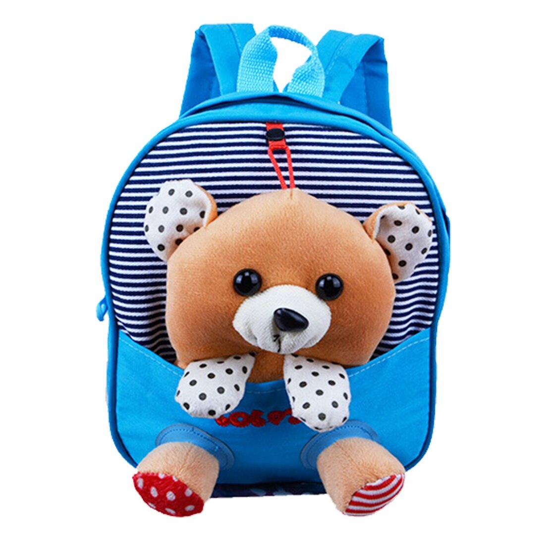 Hot Mini School Bags Backpacks Children Children's backpack Cartoon Bear Doll Printing Backpack For 2-6 Year Kids Blue - ebowsos