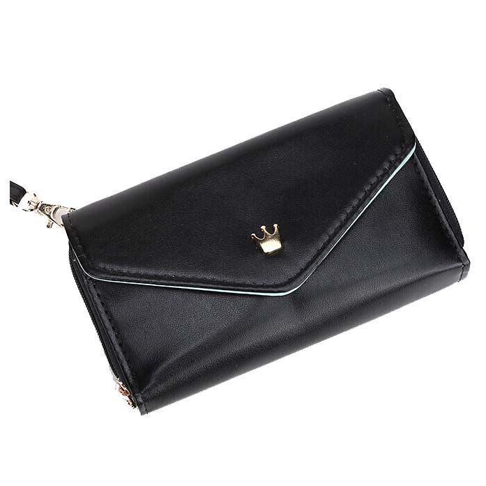 Hot Multifunction Women Wallet Coin Case Purse For iphone 4s/5 Black - ebowsos