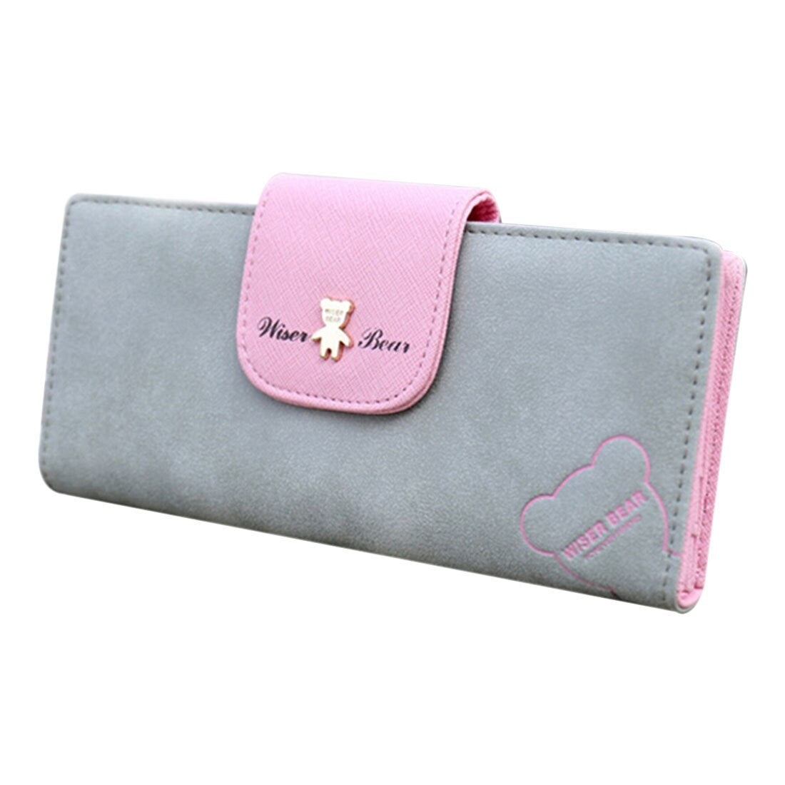 Hot NEW Cute Fashion Women Leather Wallet Button Clutch Purse Lady Long Handbag Bag Grey - ebowsos