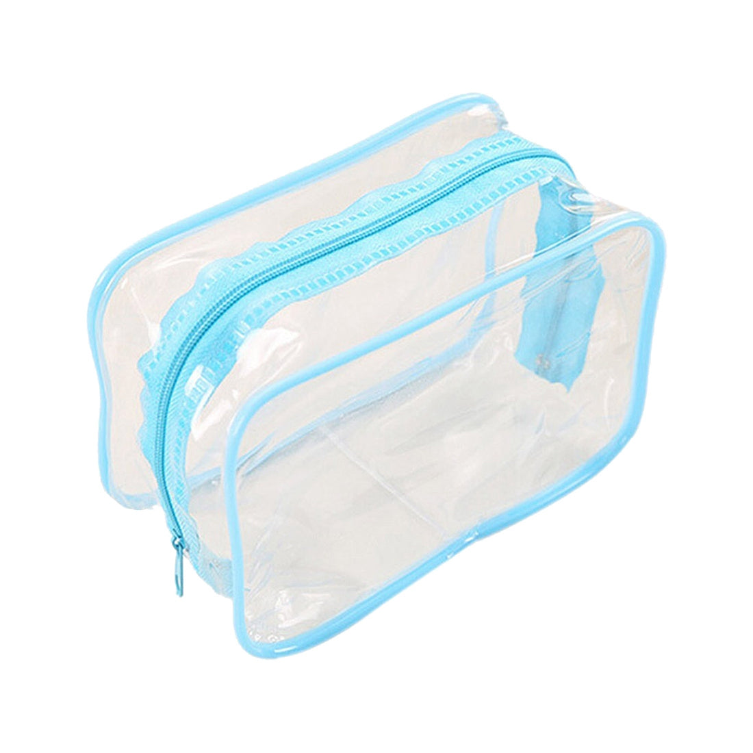 Hot PVC Clear Pouch Travel Bathing Toiletry Zipper Cosmetic Bag, Blue S - ebowsos