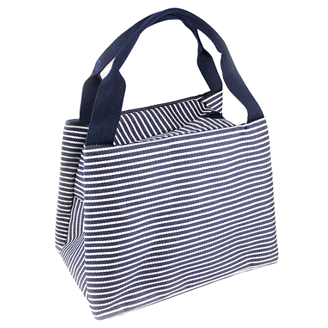 Hot Stripe Lunch Box Carry Bag for Travel Picnic Blue - ebowsos