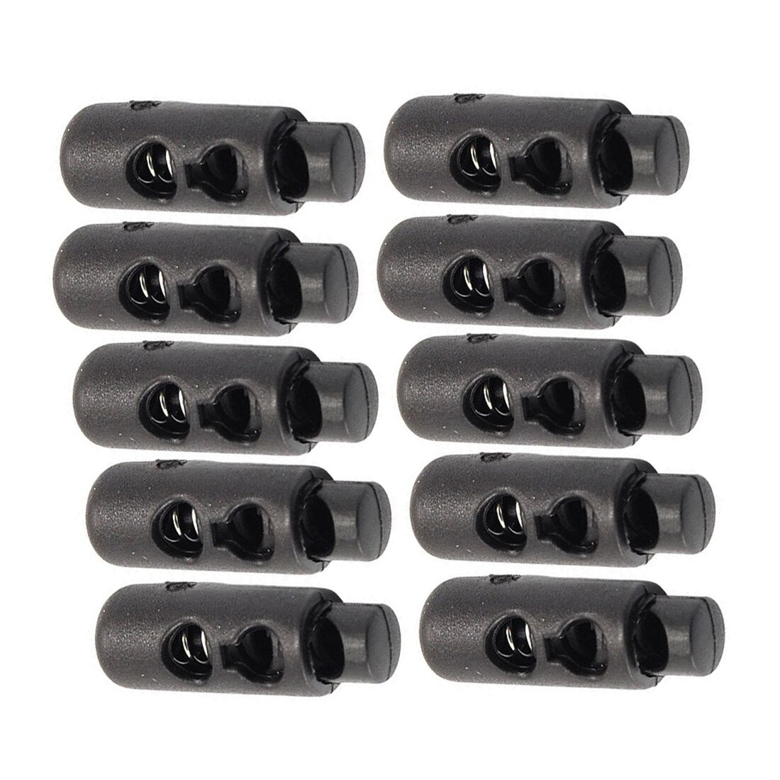 Hot Style10 x Plastic Barrel Cylinder Stoppers Toggle Cord Locks Black - ebowsos