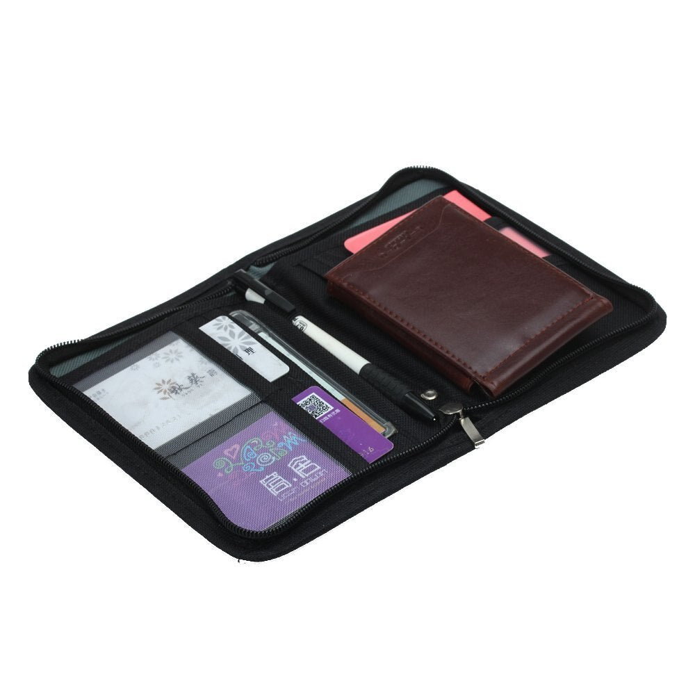 Hot StyleMultifunctional Canvas Clutch Bag Wallet Passport Holder Black - ebowsos