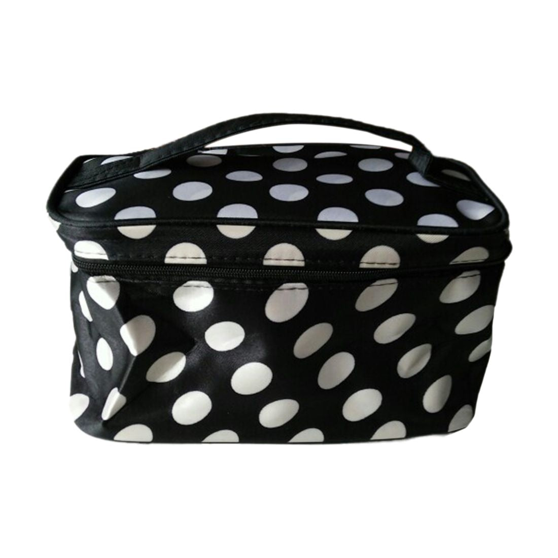 Hot Travel Zipper Closure Dots Pattern Cosmetic Hand Case Bag White Black - ebowsos