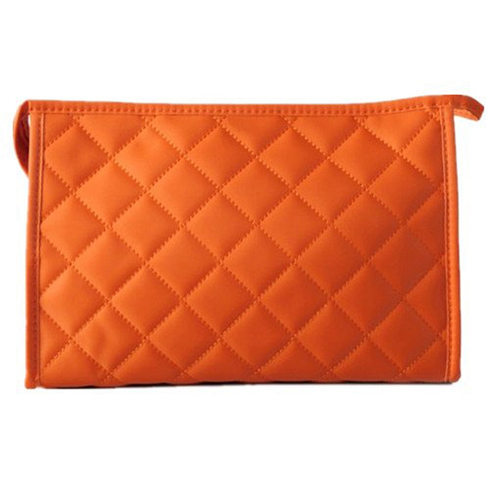 Hot Women Zipper Closure Small Cosmetic Case Makeup Bag - Orange Size S - ebowsos