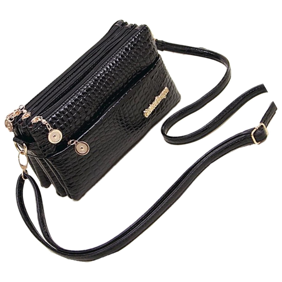 Hot Women handbags Small Shoulder Bag Crocodile Pattern Women Messenger Bags for Women Handbag Clutch Black - ebowsos