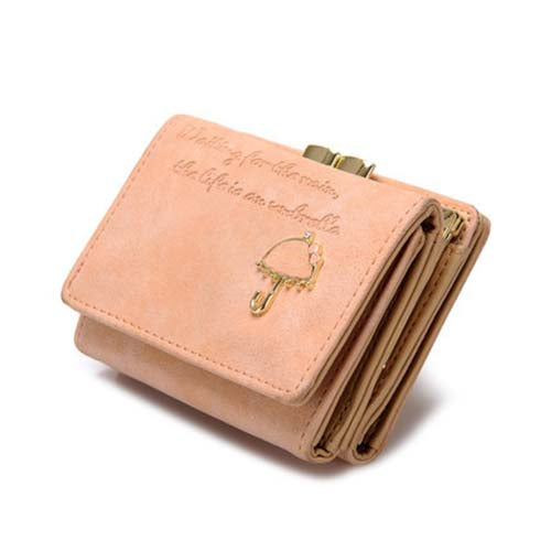 Hot Women's Fashion Leather Wallet Button Clutch Purse Lady Short Handbag Pink - ebowsos
