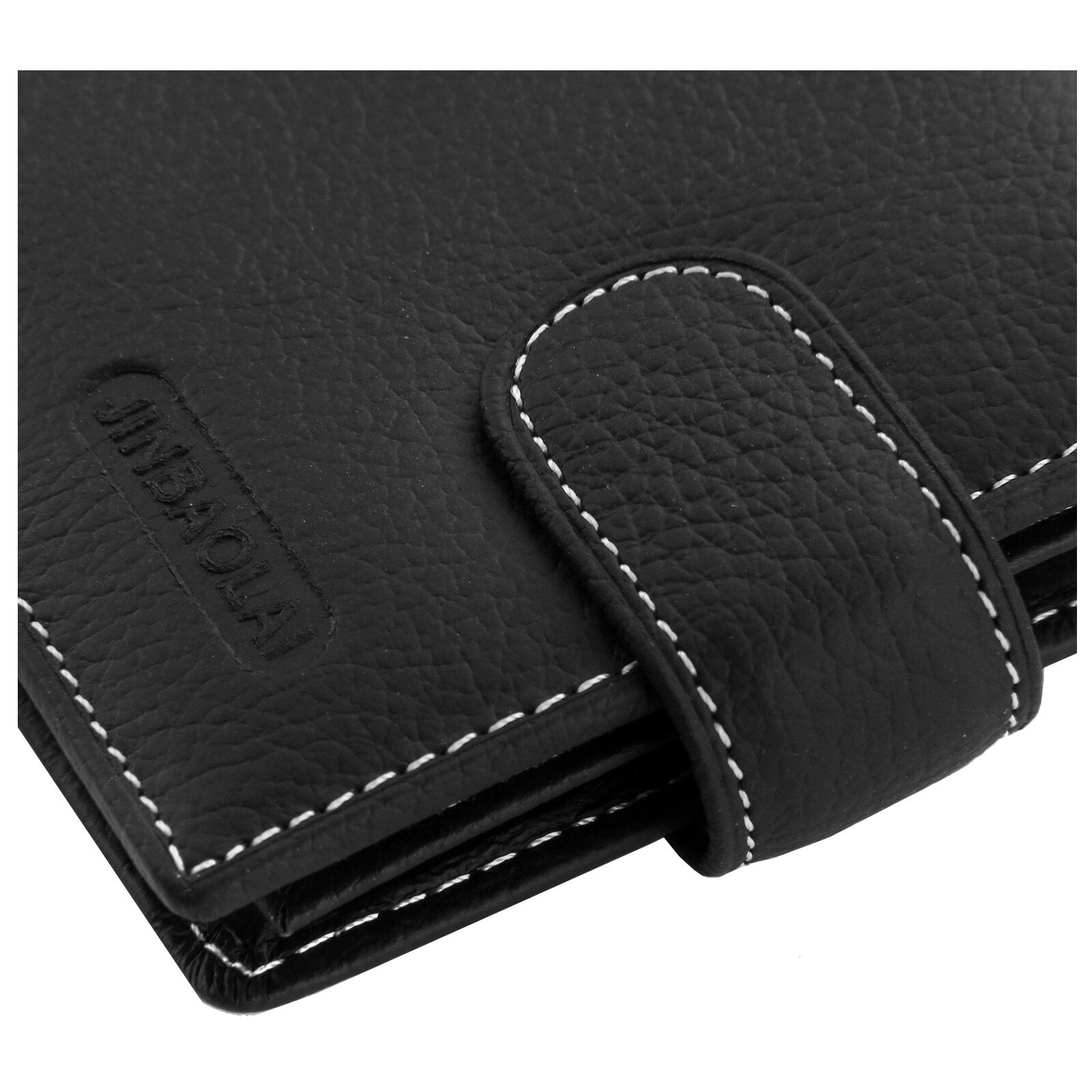 JINBAOLAI Black Mens Luxury Soft Business Leather Bifold Wallet Credit Card Holder Purse - ebowsos
