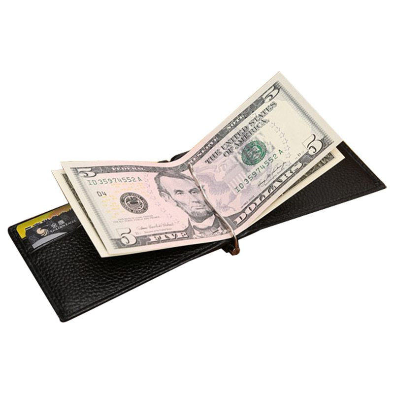 JINBAOLAI Men Real Wallet With Money Clip Bifold Black Quality Guarantee Soft Leather Wallet Male Practical (Black) - ebowsos