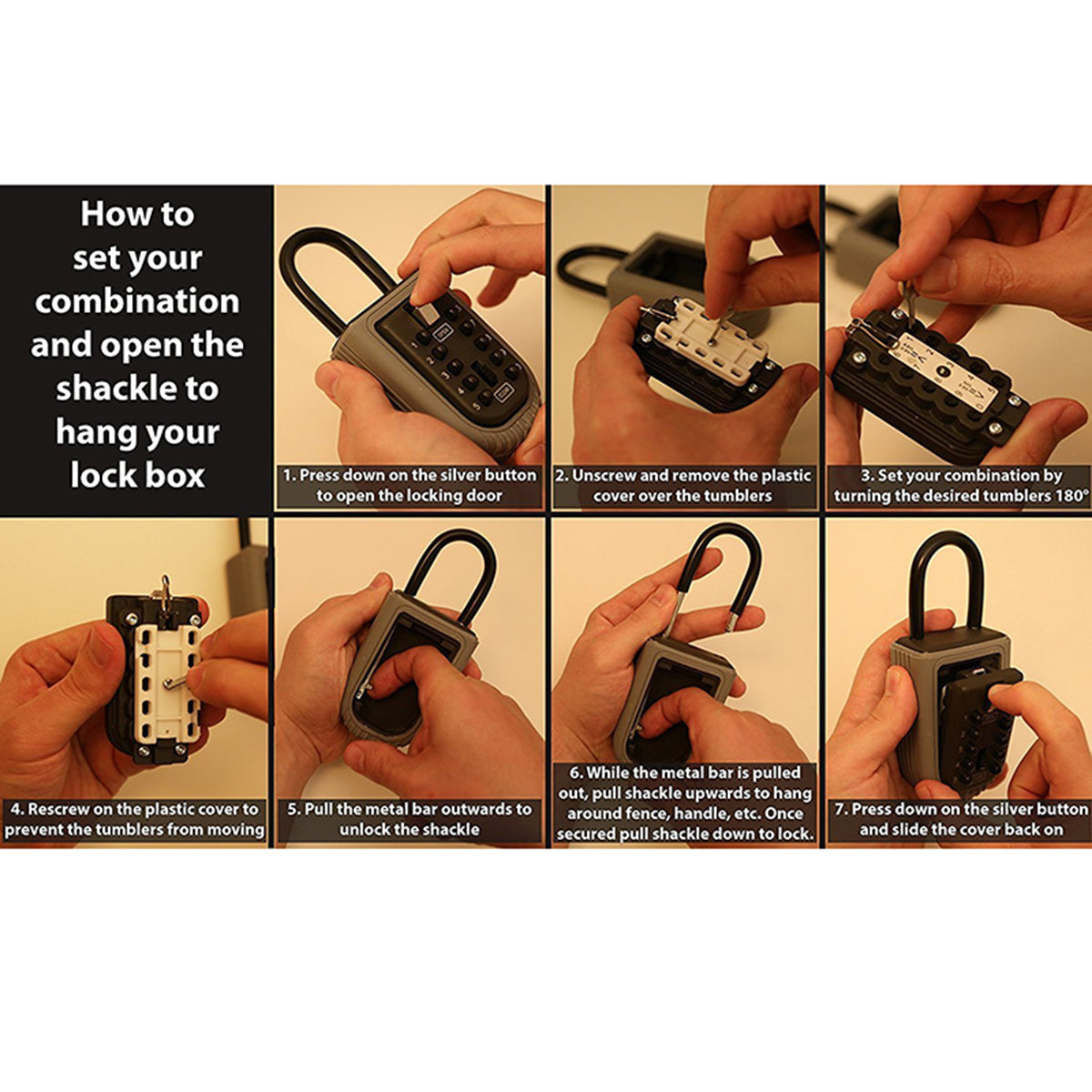 Key Lock Box Storage Combination Key Safe Box Push Button Set Your Own Combination Padlock Security Key Lock Box for Home - ebowsos