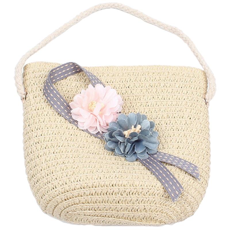 Kid Girls Straw Bag Summer Boho Handbags For Girls Messenger Bag Flower Crossbody Bag Travel Beach Bag - ebowsos