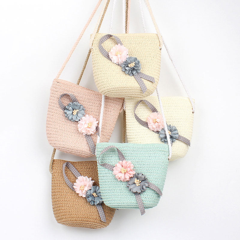 Kid Girls Straw Bag Summer Boho Handbags For Girls Messenger Bag Flower Crossbody Bag Travel Beach Bag - ebowsos