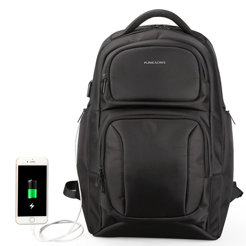 Kingsons Men's USB Charging Backpack Anti Theft Shoulder Bags Laptop Backpacks Travel Bag Male Casual - ebowsos