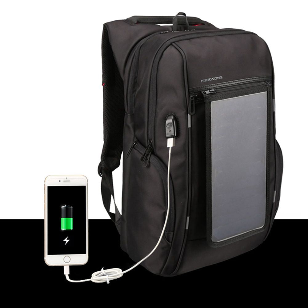 Kingsons Solar Panel Backpacks 15.6 inches Convenience Charging Laptop Bags for Travel Solar Charger Daypacks - ebowsos