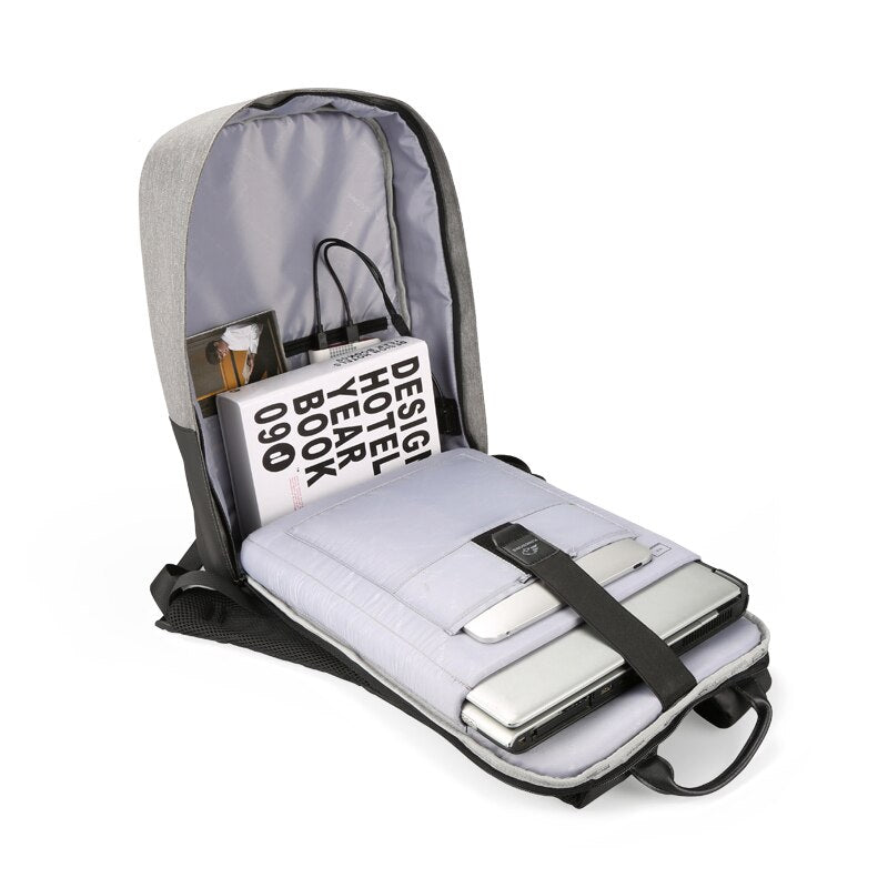 Kingsons Waterproof Men Backpack USB Charging Business Laptop Backpack 15.6 inch Fashion School Bags - ebowsos
