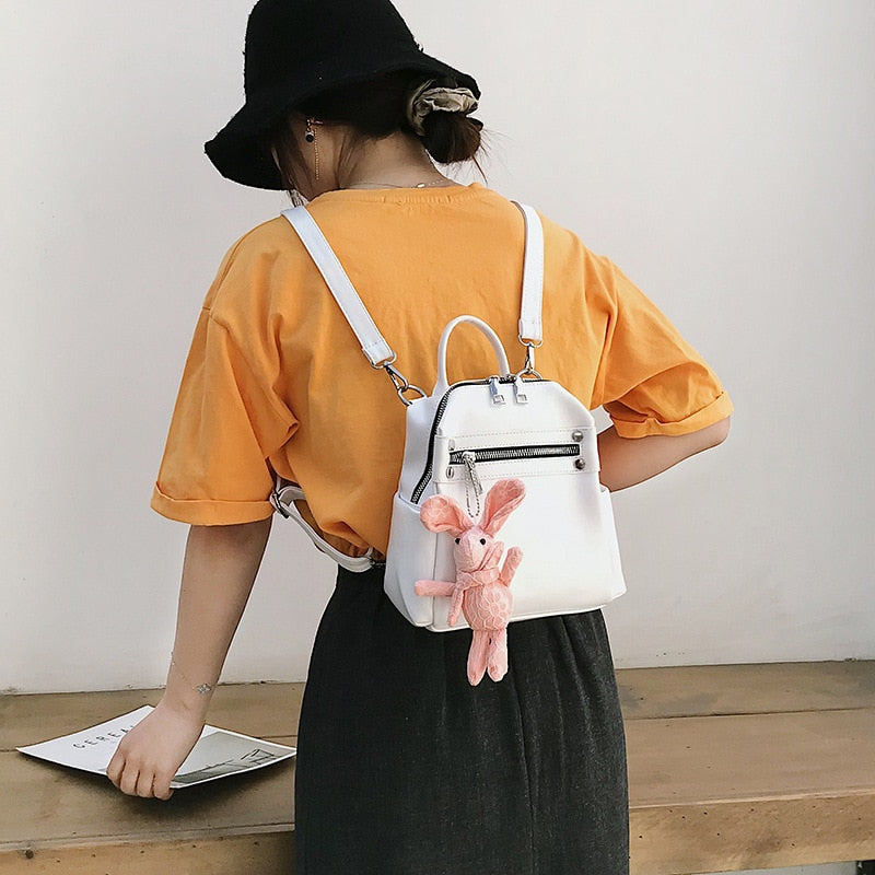 Korean Version Of The Mini Multi-Purpose Pu Backpack Female Fashion Wild Student Small Backpack Tourism Tide - ebowsos