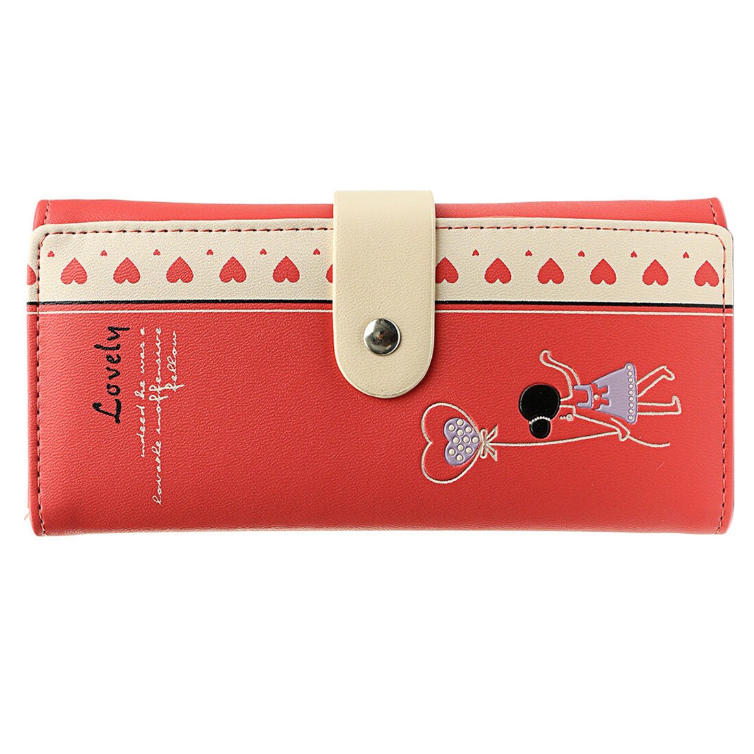 Ladies Womens Envelope Leather Wallet Button Clutch Purse Long Handbag Card Bag Lovely Girl - ebowsos
