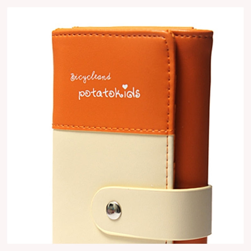 Ladies Womens Envelope Leather Wallet Button Clutch Purse Long Handbag Card Bag, Orange - ebowsos