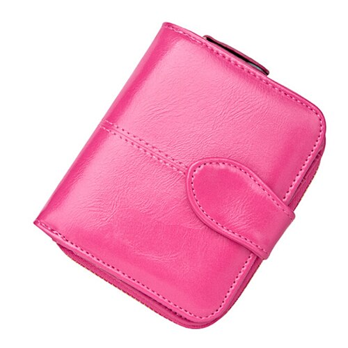 Lady PU leather short paragraph retro couples two small wallet buckle wallet Wine red - ebowsos