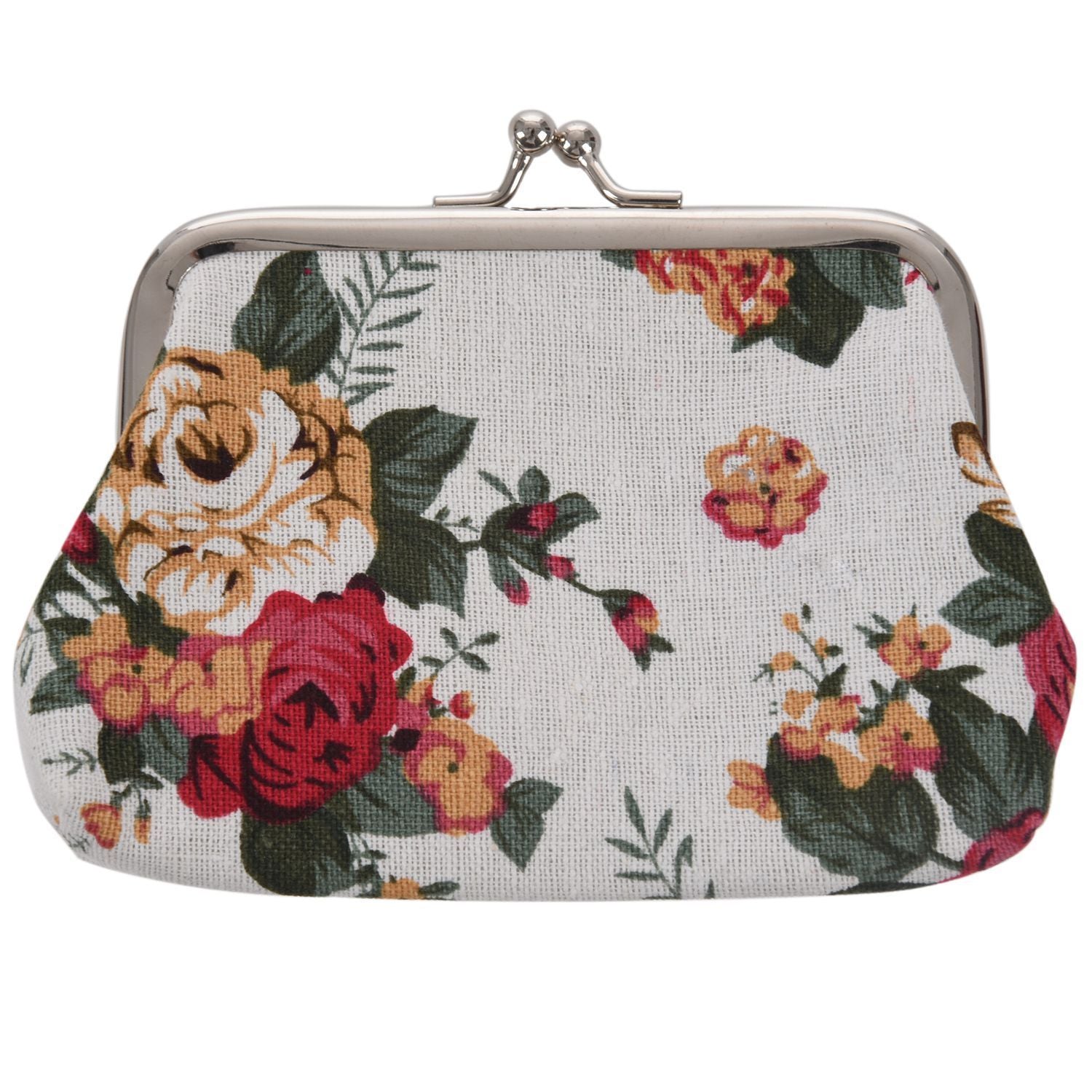 Latest Women Girl Retro Rose Flowers Printed Hasp Canvas Coin Purse Wallets Buckle Pouch Mini Bag Gift Super Hero - ebowsos