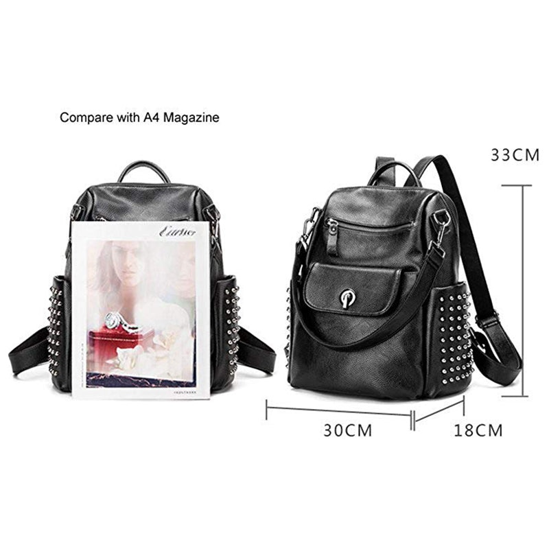 Leather Backpack for Women, Washed Leather bag Satchel Shoulder Bag - ebowsos