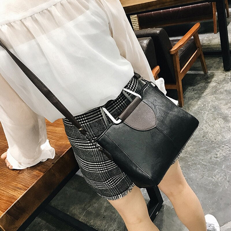 Leather Crossbody Bags for Lady Women Casual Shoulder Bags Retro Style Messenger Bags - ebowsos