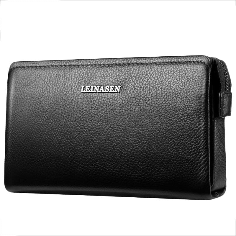 Leinasen Brand Business Wallet Genuine Leather Clutch Coin Pocket Purse Anti-Theft Password Lock Multi-Card Bit Passport - ebowsos
